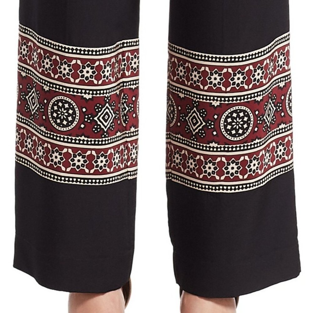 NEW Sea Women Silk Blend Geometric Mandala Brick Palazzo Wide Leg Long Pants - Picture 5 of 8
